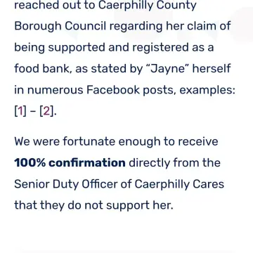 Image from Jayne's Baby Bank (main page), 13 Jul 2024: If people/businesses and charities are being spammed by sherlock the stalker with the website against us you need to report it to the police