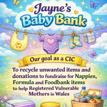 Image from Jayne's Baby Bank (Main Historical Profile), 28 Feb 2026: What do we do ? What is the goal of Jayne's Baby Bank Trademarked Registered CIC 16838920 :- Additionally we provide all Mothers in Wales (a