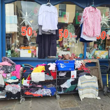 Image from Jayne's Baby Bank (main page), 23 Aug 2024: Fill a bag for £5 from the crates outside
