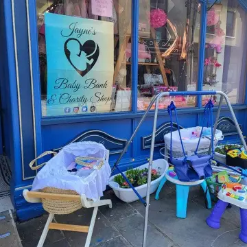 Image from Jayne's Baby Bank (main page), 26 Aug 2024: We officially have a 3 floor charity/foodbank Fundraising Shop! 4 floors if you count the tunnels in the basement!