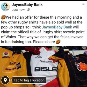 Image from Jayne's Baby Bank (Main Historical Profile), 14 Mar 2024: As we are the recyling point in Wales for Rugby and Football shirts and memrobilla I would like to thank everyone who has purchased from the