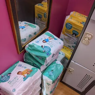 Photo from Jayne's Baby Bank (main page), 19 May 2025: Just a small selection of nappies we have provided from our food bank fundraising shops to Mothers in local communities for free.