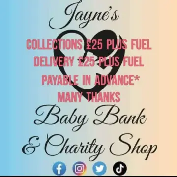 Photo from Jayne's Baby Bank (main page), 8 Jun 2025: Can I remind everyone if you need a collection you need to book in and pay the collection charge. We do not collect items for free especiall