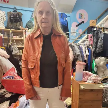 Photo from Jayne's Baby Bank (main page), 21 Feb 2025: When one of our regulars models one of our vinted leather jackets for us - and ends up buying it! 🤩♻️🍼 thank you 😊 Sold £25 - 10% over 60s T