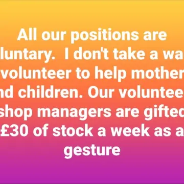 Photo from Jayne's Baby Bank (main page), 15 Oct 2024: All our positions are voluntary, including mine. No one is paid to work for the Baby Bank we are here to help Mothers, babies and children a