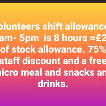 Photo from Jayne's Baby Bank (main page), 18 Apr 2025: Volunteers rates of allowance. ♻️♻️ONLY GRANTED IF HOURS ARE WORKED AND STAFF ARE WORKING.♻️♻️ They are the shift patterns to be entitled to