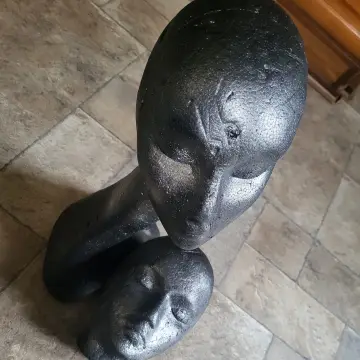 Photo from Jayne's Baby Bank (main page), 4 Dec 2024: My dad's painted and sprayed our polystyrene heads for Blackwood shop