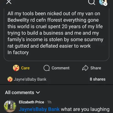 Image from Jayne's Baby Bank (Main Historical Profile), 19 Jan 2026: Looking for a business or personal address of this individual please guys as this individual has had 48 hours to apologise but accused us of