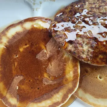 Image from Jayne's Baby Bank (Main Historical Profile), 8 Dec 2023: No one ever told me you could have sausage with your pancakes! I feel like I'm owed 40 years of sausage patties!
