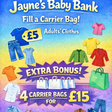 Image from Jayne's Baby Bank (Main Historical Profile), 3 Mar 2026: Right :/ we have a nasty leak in our poundshop roof at Pontypool shop :/ Reduced the clothes to £2.50 a carrier bag because I think we are g