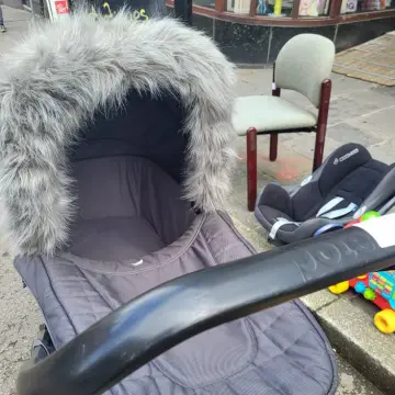 Photo from Jayne's Baby Bank (main page), 23 Apr 2025: Joie pram with fur, no rain cover £80 please. It is a lovely height and drive. It is included in the sale. First come first served. We can n