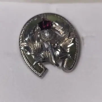 Photo from Jayne's Baby Bank (main page), 13 Oct 2024: Antique Scottish Sterling Horseshoe & Thistle Pin // Scottish Agate Brooch // Scottish Pebble Brooch // Horseshoe Brooch // Agate £140 pleas