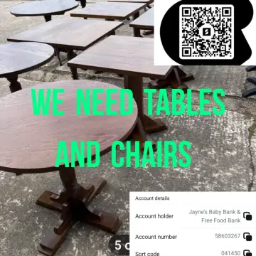 Photo from Jayne's Baby Bank (main page), 18 Nov 2024: Are there any pubs or business that have old tables and chairs they can donate please ? We are in need of pub or bistro tables and chairs to