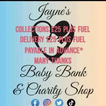 Photo from Jayne's Baby Bank (main page), 5 Mar 2025: Can I remind everyone if you want items delivered or collected there is a booking charge payable in advance. Delivering and collecting takes