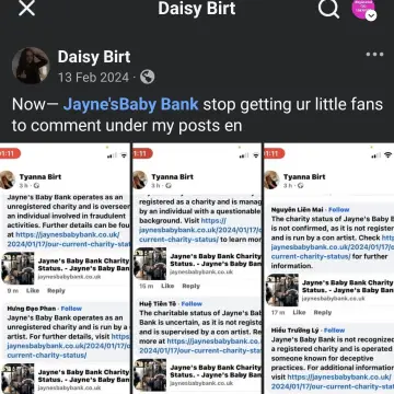 Image from Jayne's Baby Bank STALKERS & HATERS Exposed