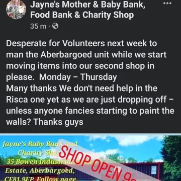 Photo from Jayne's Mother & Baby Bank, Food Bank & Charity Shop