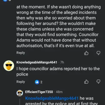 Image from Jaynesbabybank Registered - cic: Councillor Adams was arrested and was given a police warning for harrassment in a public office or using his public status or something and 