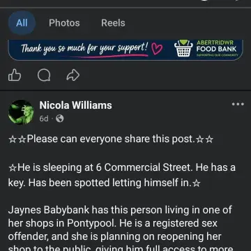 Image from Jaynesbabybank Registered - cic, 24 Aug 2026: Nicola Willaims inciting hate against myself and the baby bank AGAIN. she is now inciting this Daniel and Louise who I have never met to att