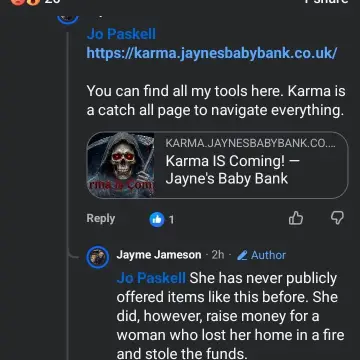 Image from Jaynesbabybank Registered - cic: We have gifted out 9 all together included the child who was killed by a dog in Caerphilly. So again more lies. We gift out we don't take mo