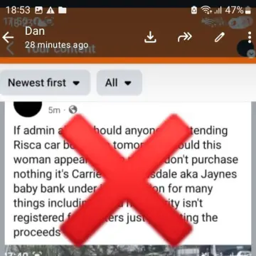 Image from Jaynesbabybank Registered - cic, 3 May 2026: This is a lie. We are not under investigation for anything and 100% of the profits go back into the baby bank. We are a Trademarked Register