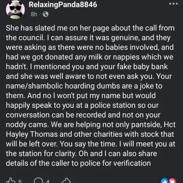 Photo from Jaynesbabybank Registered - cic: So the council didn't ring you about me. So you did lie. You mentioned me to the council. And surpise surpise - hayley thomas and HCT mentio
