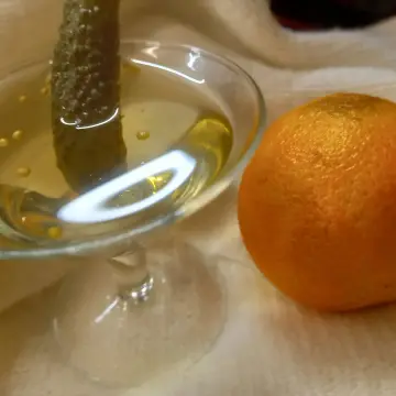 Image from Jaynesbabybank Registered - cic, 2 Jul 2026: Pickle juice shot for electrolytes in my miniature martini glass. (Just to annoy the haters ). #teamgerkin