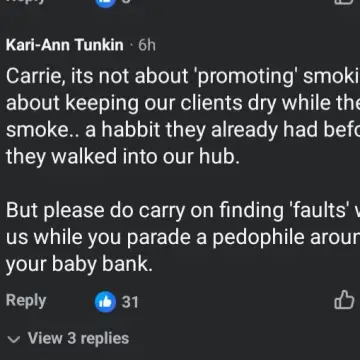 Image from Jaynesbabybank Registered - cic, 23 Aug 2026: HCT charity accusing us of having a peado in the baby bank. We don't - all our volunteers are enhanced dbs checked. Once again you have noth