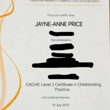 Photo from Jaynesbabybank Registered - cic, 19 Sep 2026: This is my Mothers qualification in childminding she asked me to go back to college with her and I am so proud of her. My Mother is also dir