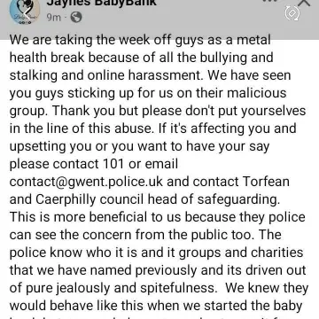 Image from Jaynesbabybank Registered - cic, 3 May 2026: Please report the malicious group and report it to the police for gang stalking and malicious content and civil conspiracy. Many thanks to a