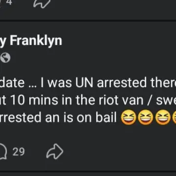 Image from Jaynesbabybank Registered - cic, 28 Jun 2026: Maybe you hit your head. I was not arrested nor am I on bail. You I don't know about. You seem to think there was a riot van ?? We didn't se
