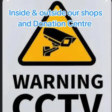 Photo from communityshopone · TikTok, 7 Aug 2026: can we remind everyone that we have audio and cctv recording day and night outside and inside our shops and Donation Centre.