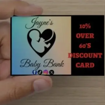 Photo from jaynesbabybank1_tm · TikTok, 9 Nov 2024: Ask Volunteers about our over 60's discount card. it can be used everyday on top of other shop discounts. @Jayne's Baby Bank ™️